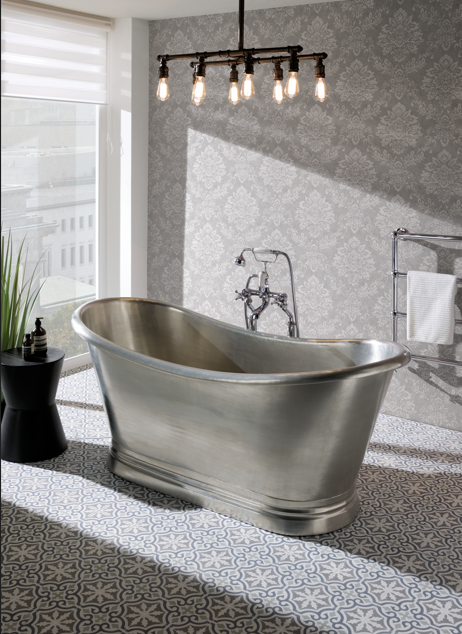 Copper Baths Freestanding Boat Bath - Tin Outer/Tin Inner - 1700mm