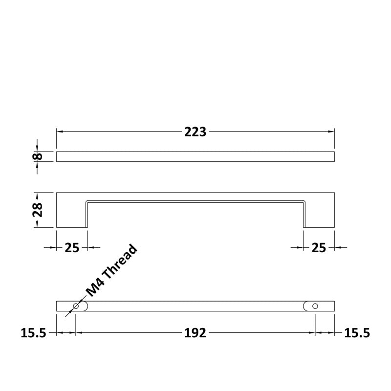 Crawford Brushed Brass D Handle - 223mm