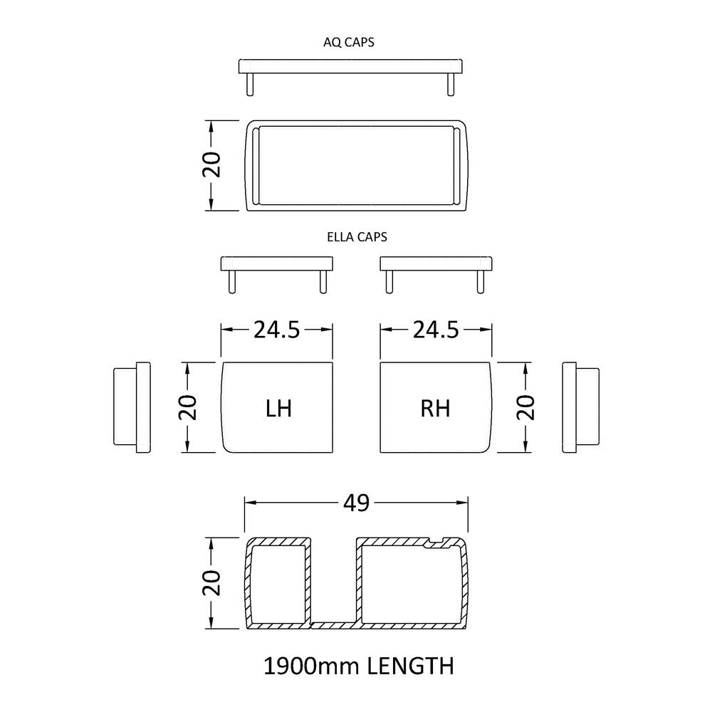 1900mm Profile Extension Kit