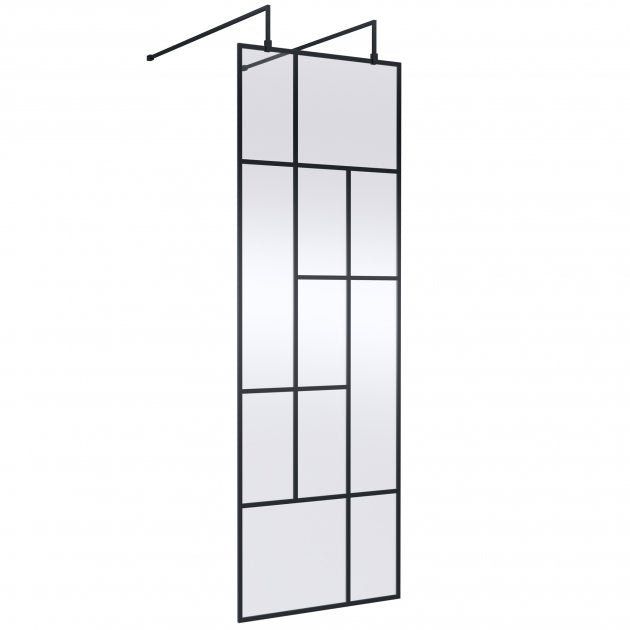 760mm Abstract Frame Wetroom Screen with Support Bars