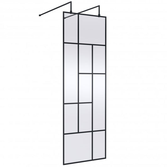 760mm Abstract Frame Wetroom Screen with Support Bars