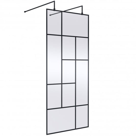 900mm Abstract Frame Wetroom Screen with Support Bars