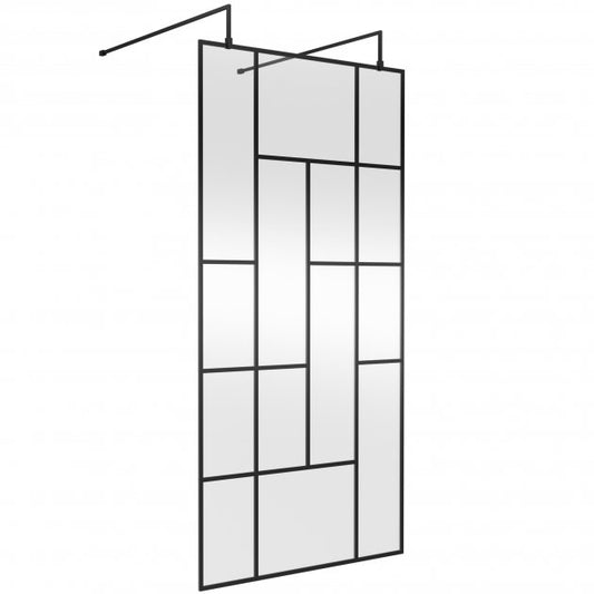 1000mm Abstract Frame Wetroom Screen with Support Bars