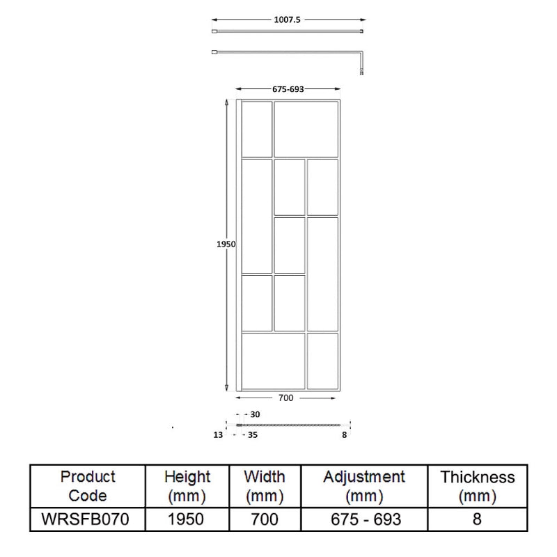 700mm Abstract Frame Wetroom Screen