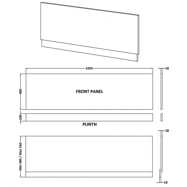 1700mm Bath Front Panel