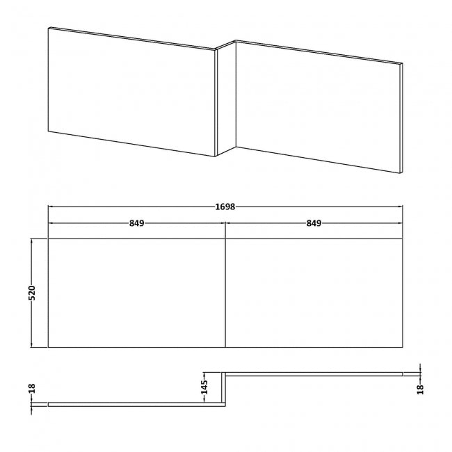 Square Shower Bath Front Panel