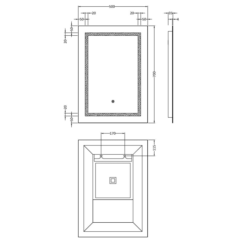 700 x 500 Touch Sensor Mirror