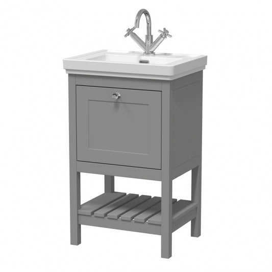 Crawford Bexley Floor Standing Vanity Unit with 1TH Basin 500mm Wide - Cool Grey