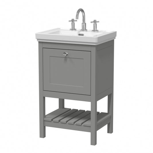 Crawford Bexley Floor Standing Vanity Unit with 3TH Basin 500mm Wide - Cool Grey