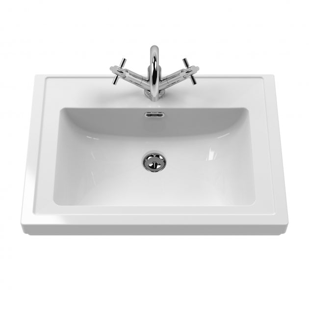 Crawford Bexley Floor Standing Vanity Unit with 1TH Basin 600mm Wide - Pure White