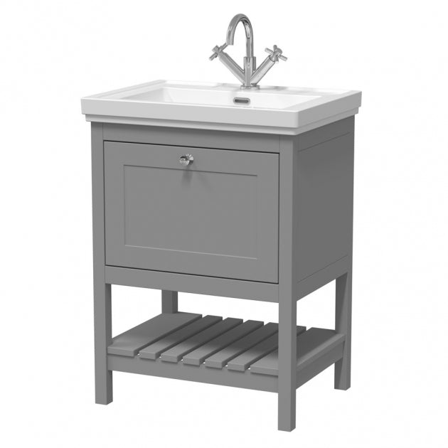 Crawford Bexley Floor Standing Vanity Unit with 1TH Basin 600mm Wide - Cool Grey