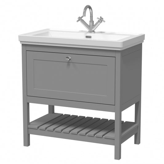 Crawford Bexley Floor Standing Vanity Unit with 1TH Basin 800mm Wide - Cool Grey