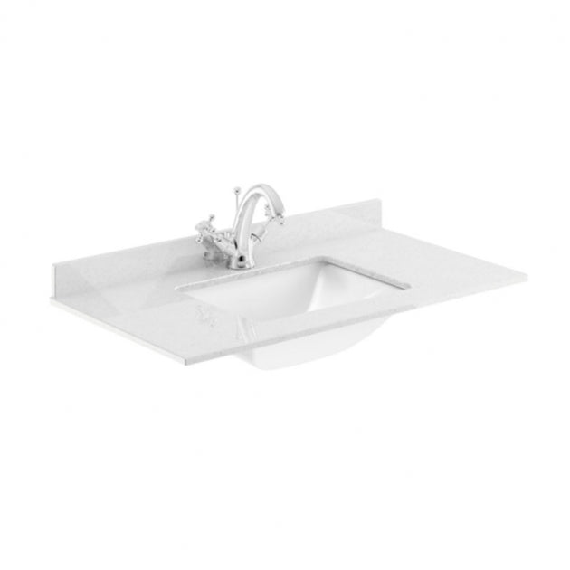 Crawford Bexley Floor Standing Vanity Unit with 1TH Marble Top Basin 800mm Wide - Pure White