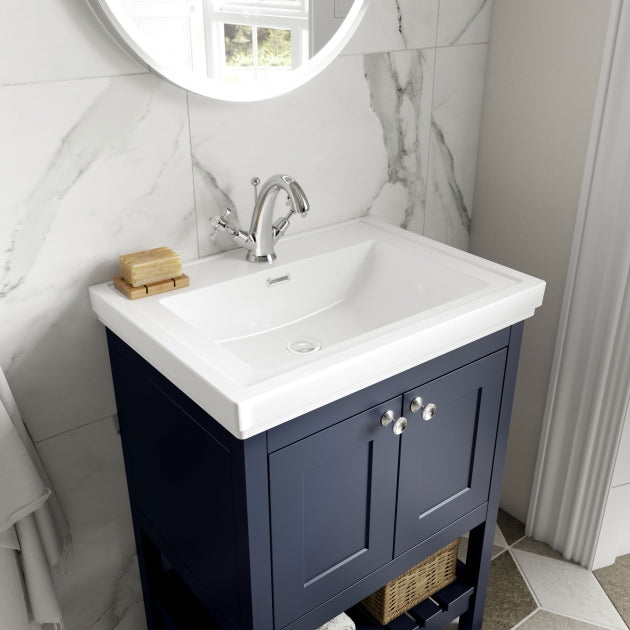 Crawford Bexley Floor Standing Vanity Unit with 1TH Basin 500mm Wide - Indigo Blue