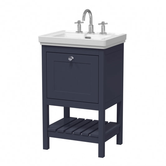 Crawford Bexley Floor Standing Vanity Unit with 3TH Basin 500mm Wide - Indigo Blue