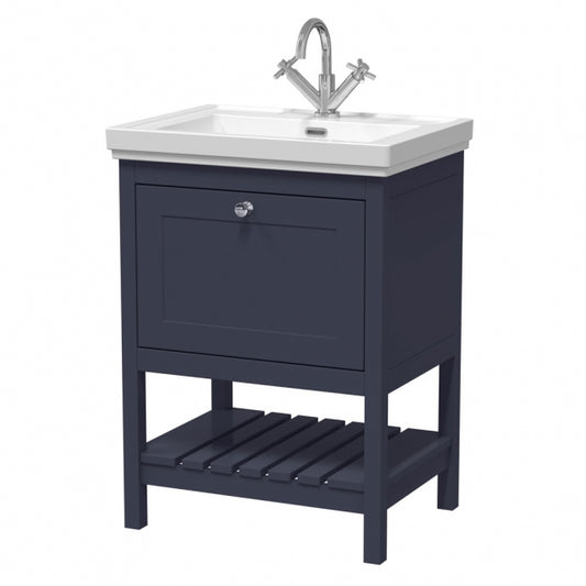 Crawford Bexley Floor Standing Vanity Unit with 1TH Basin 600mm Wide - Indigo Blue