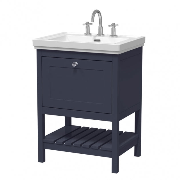 Crawford Bexley Floor Standing Vanity Unit with 3TH Basin 600mm Wide - Indigo Blue