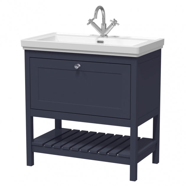 Crawford Bexley Floor Standing Vanity Unit with 1TH Basin 800mm Wide - Indigo Blue