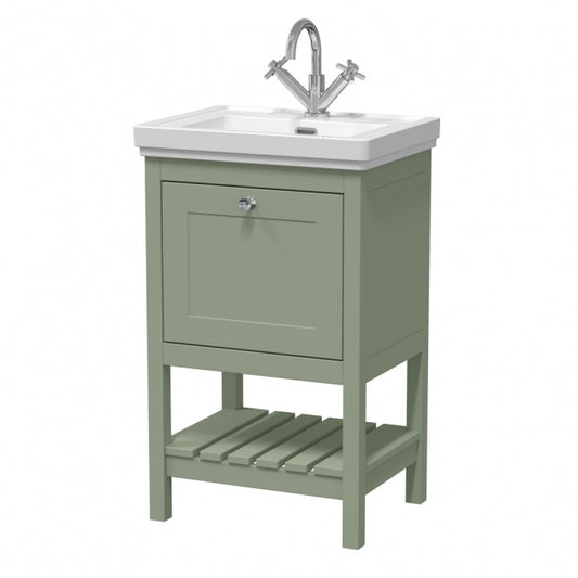 Crawford Bexley Floor Standing Vanity Unit with 1TH Basin 500mm Wide - Fern Green