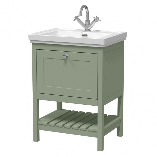 Crawford Bexley Floor Standing Vanity Unit with 1TH Basin 600mm Wide - Fern Green