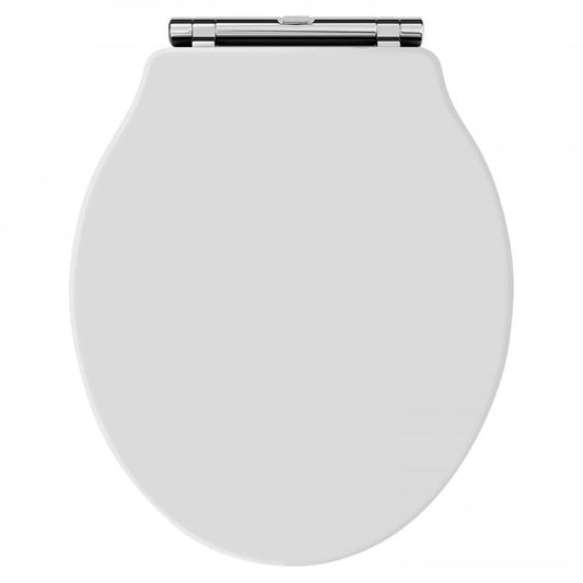 Crawford Chancery Soft Close Toilet Seat Chrome Hinges - White