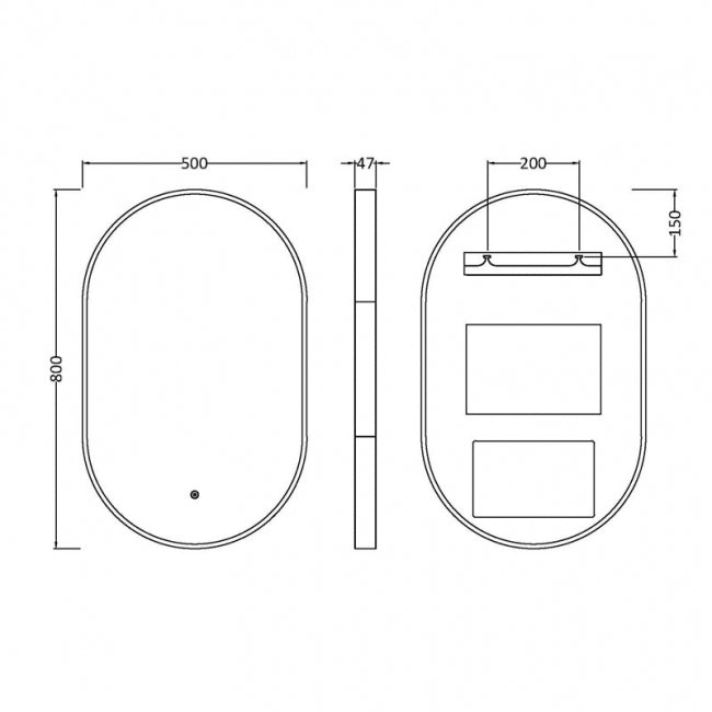 Polished Chrome Frame LED Mirror - 800 x 500mm