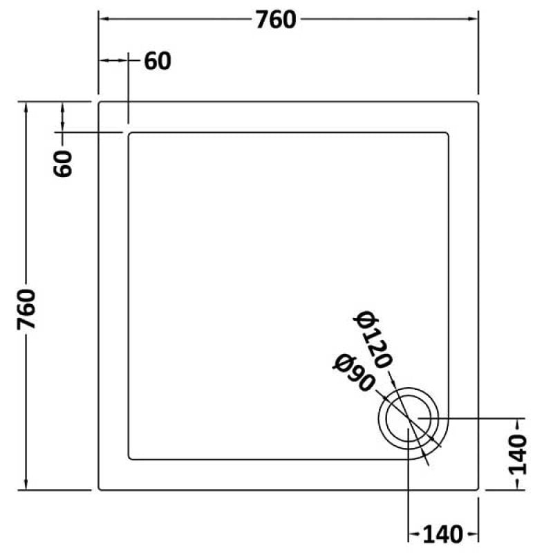 Square Shower Tray 760 x 760mm