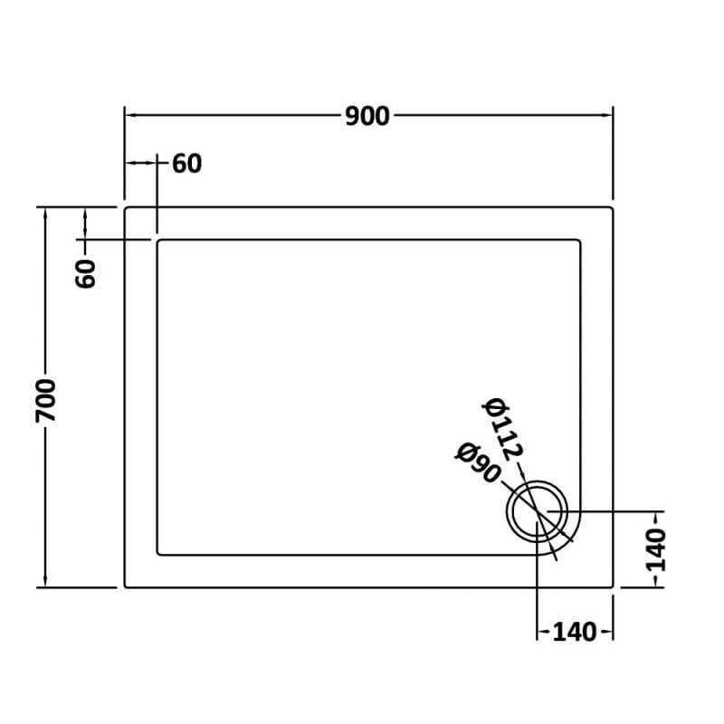 Rectangular Shower Tray 900 x 700mm