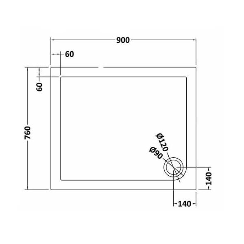 Rectangular Shower Tray 900 x 760mm