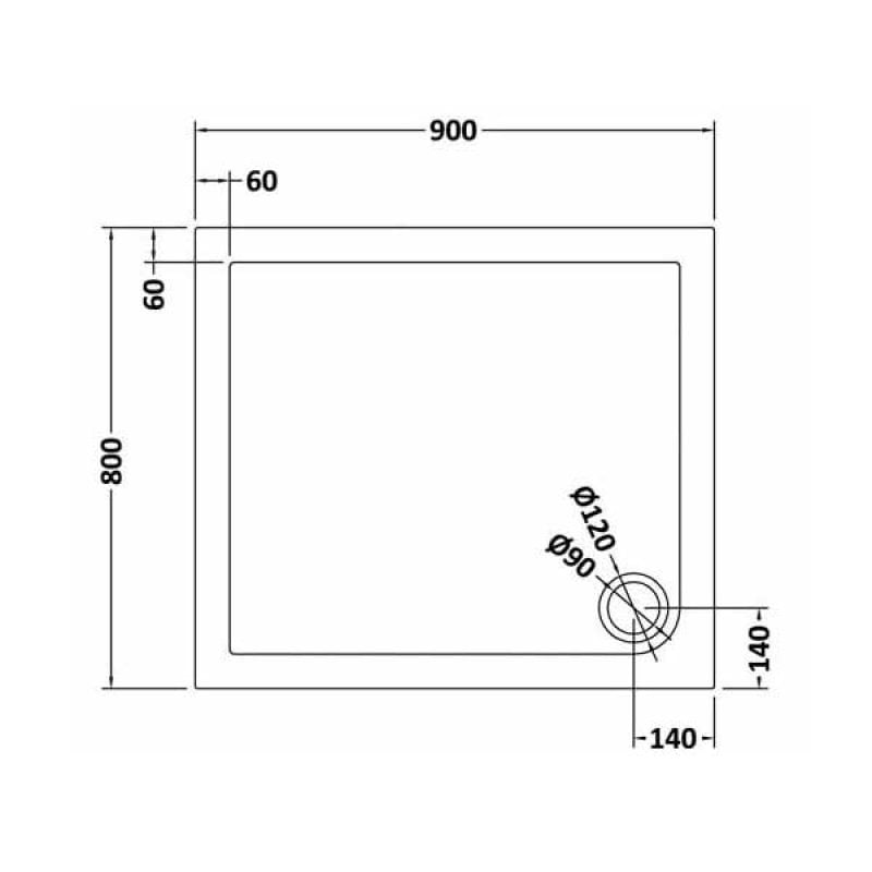 Rectangular Shower Tray 900 x 800mm