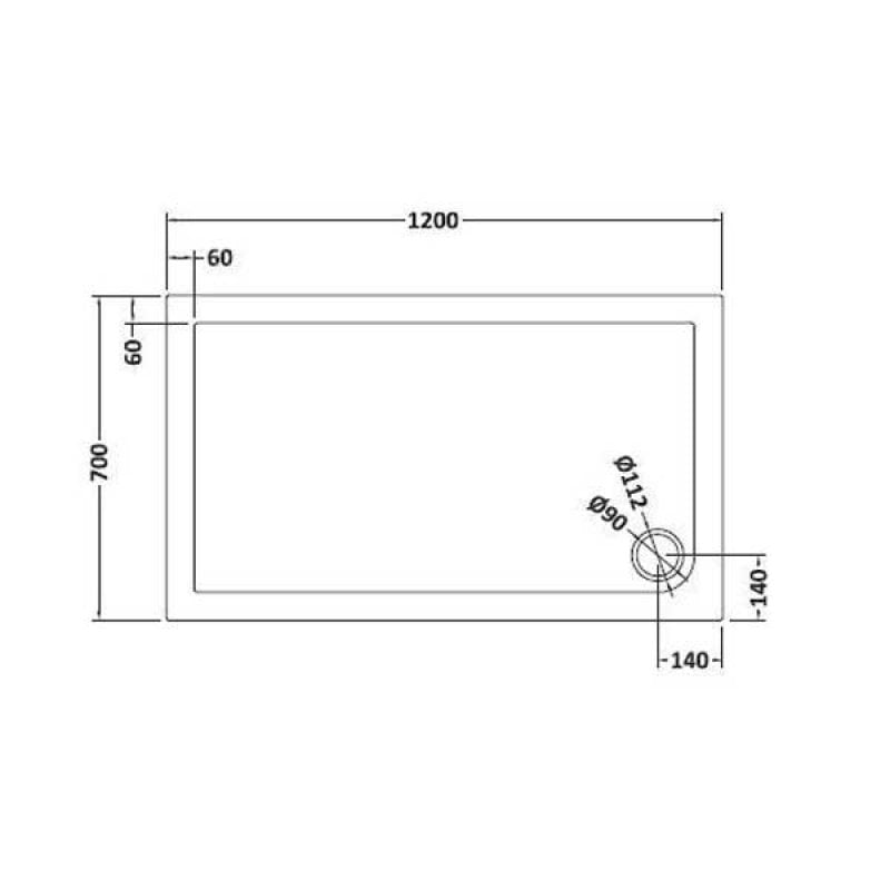 Rectangular Shower Tray 1200 x 700mm