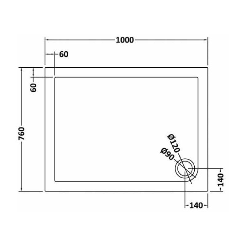 Rectangular Shower Tray 1000 x 760mm