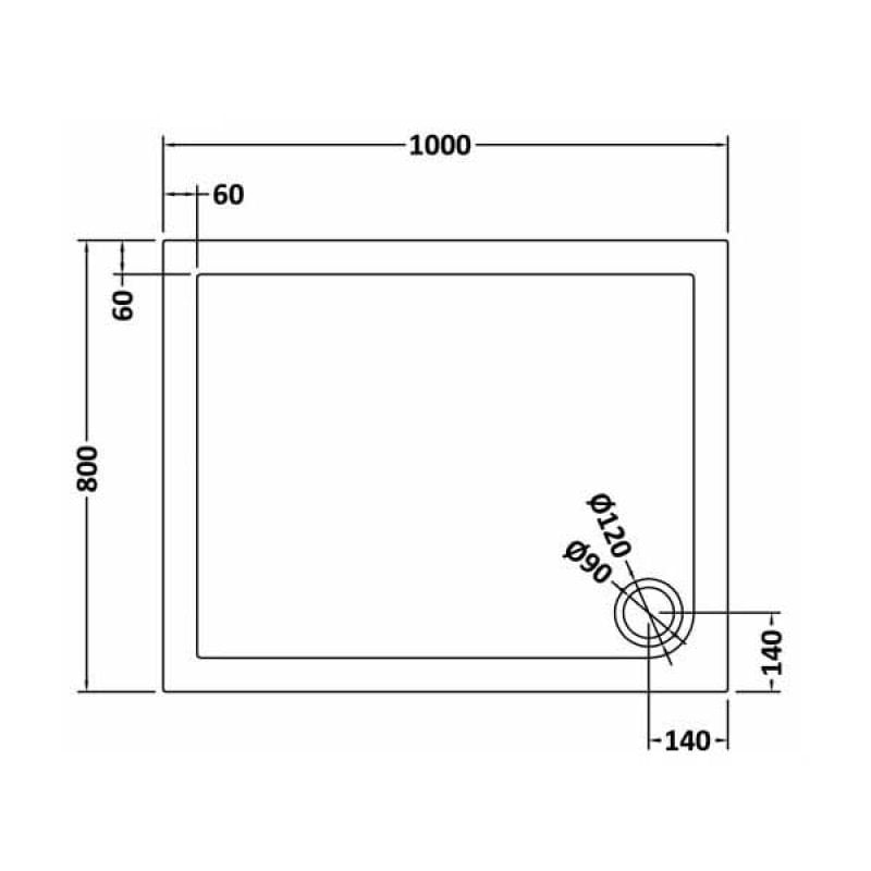 Rectangular Shower Tray 1000 x 800mm