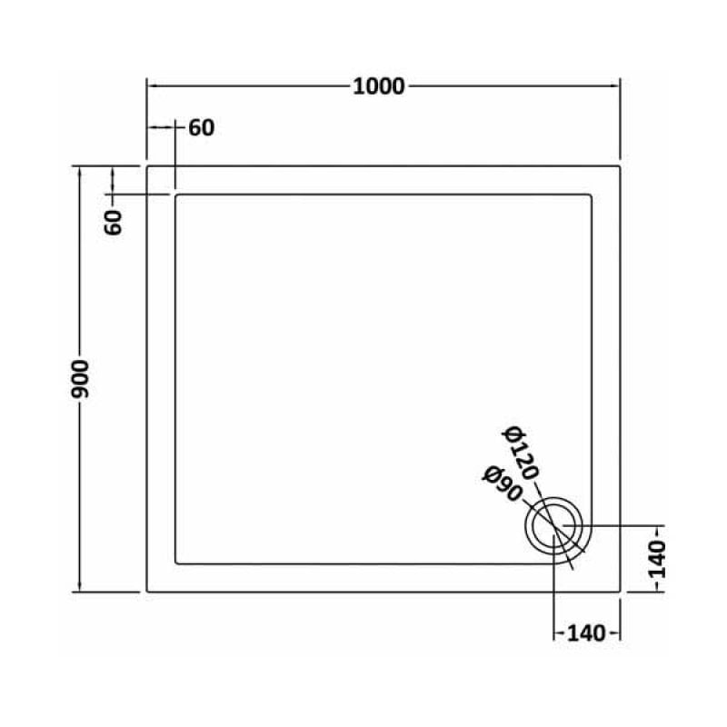 Rectangular Shower Tray 1000 x 900mm