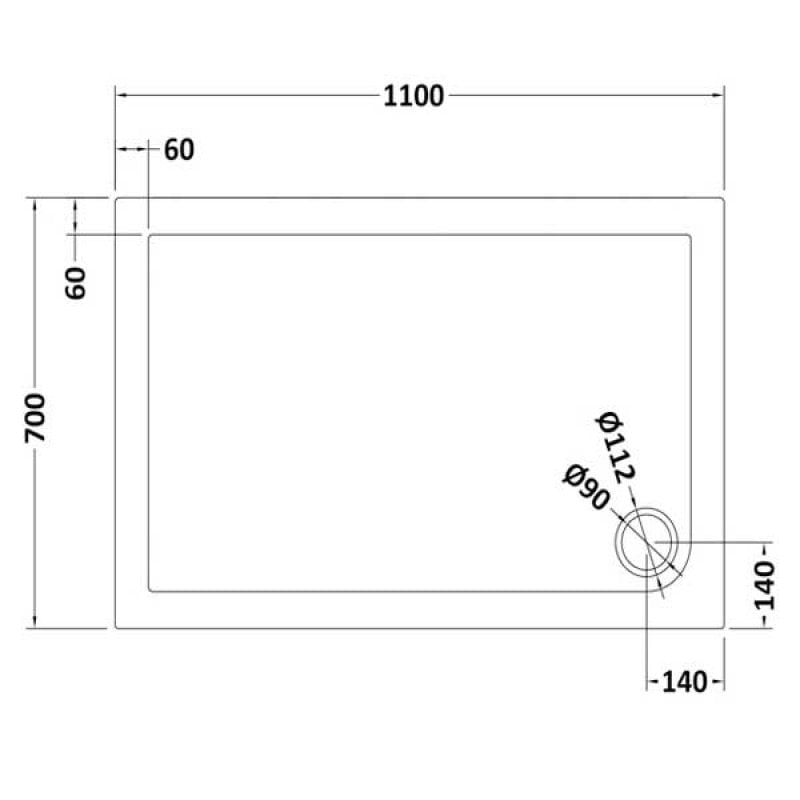 Rectangular Shower Tray 1100 x 700mm