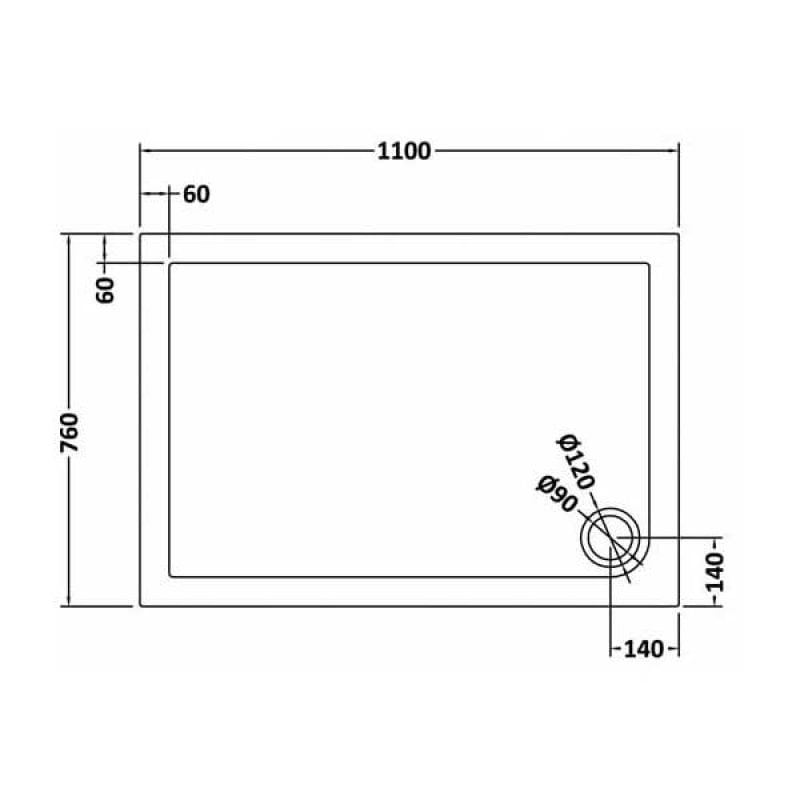 Rectangular Shower Tray 1100 x 760mm