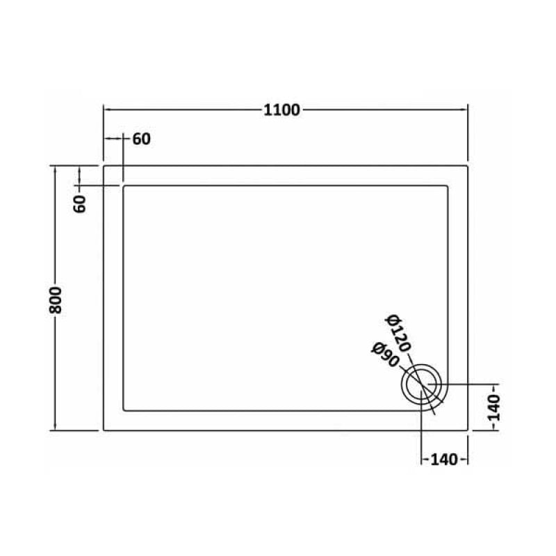 Rectangular Shower Tray 1100 x 800mm