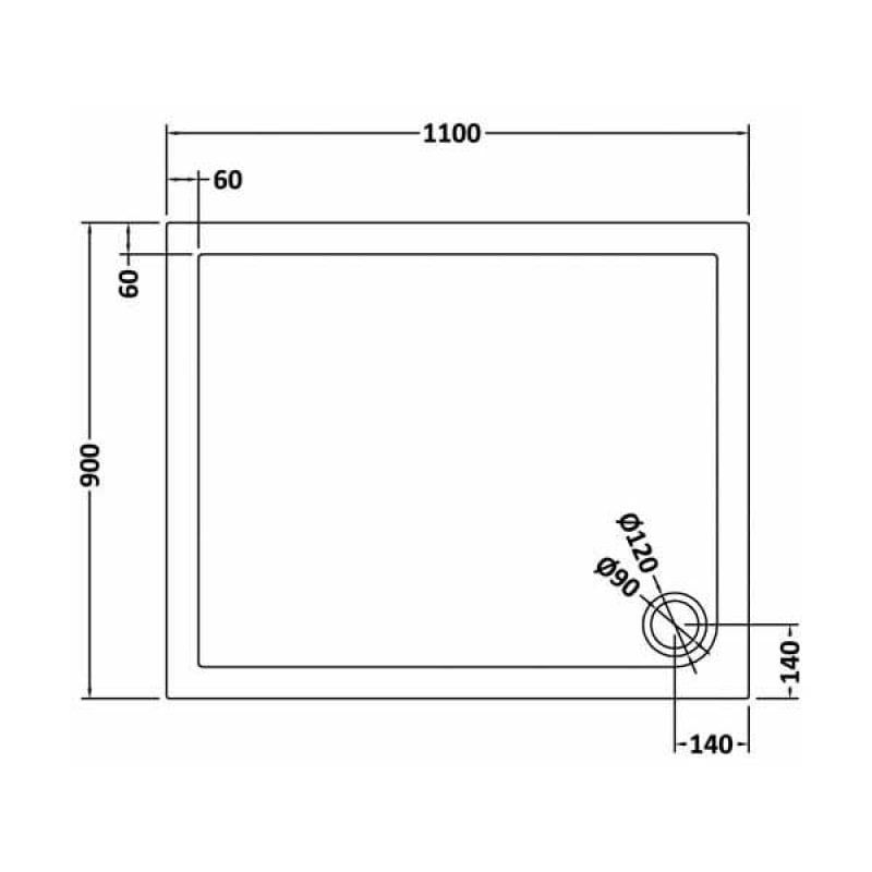 Rectangular Shower Tray 1100 x 900mm