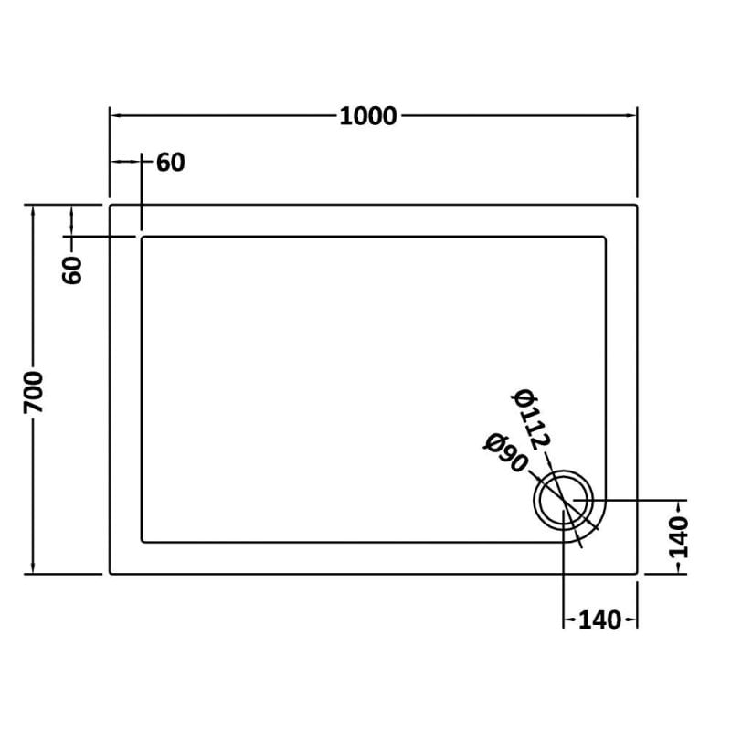 Rectangular Shower Tray 1000 x 700mm