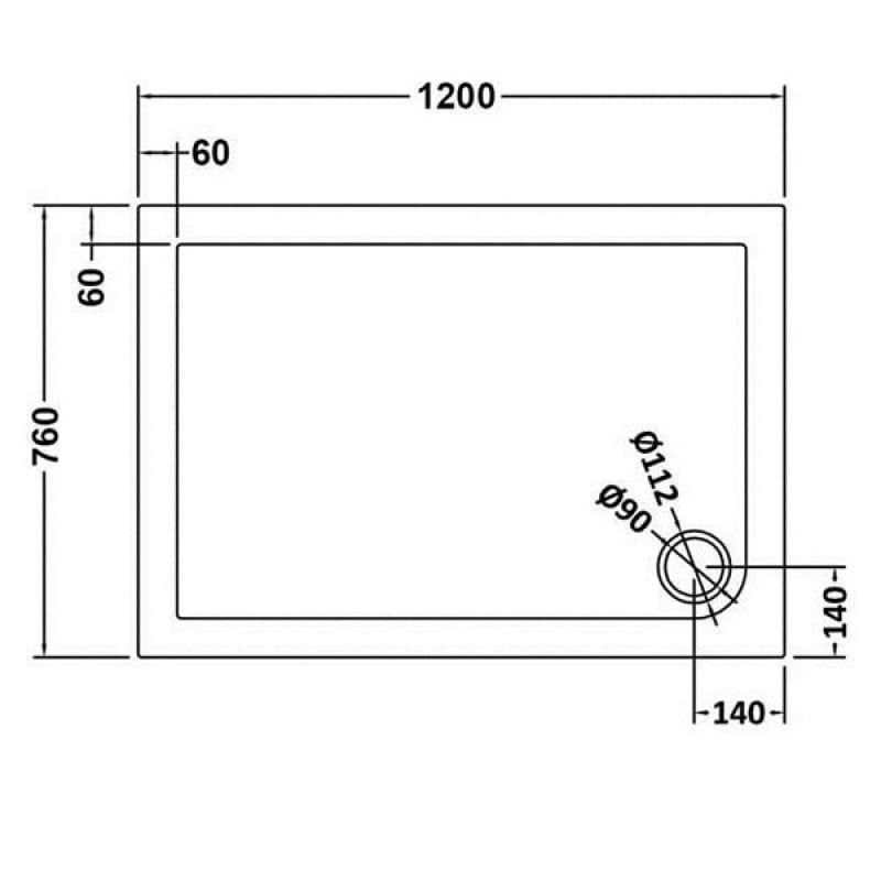 Rectangular Shower Tray 1200 x 760mm