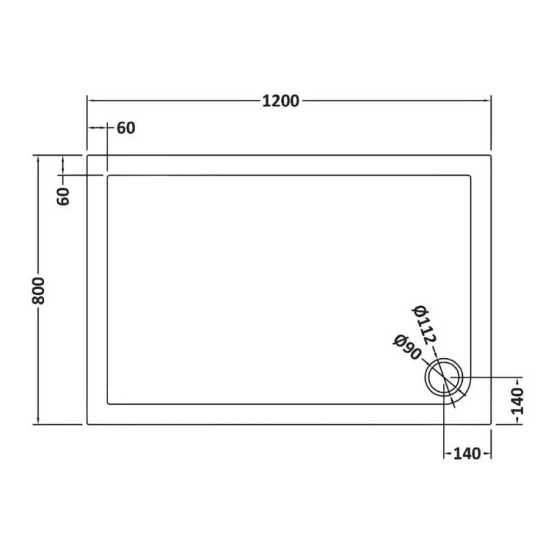 Rectangular Shower Tray 1200 x 800mm