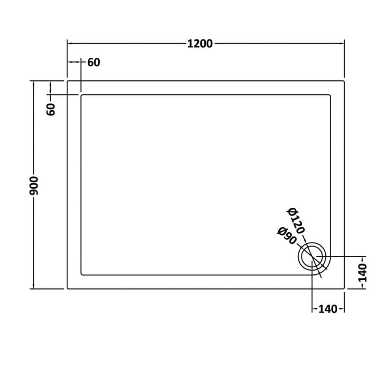 Rectangular Shower Tray 1200 x 900mm