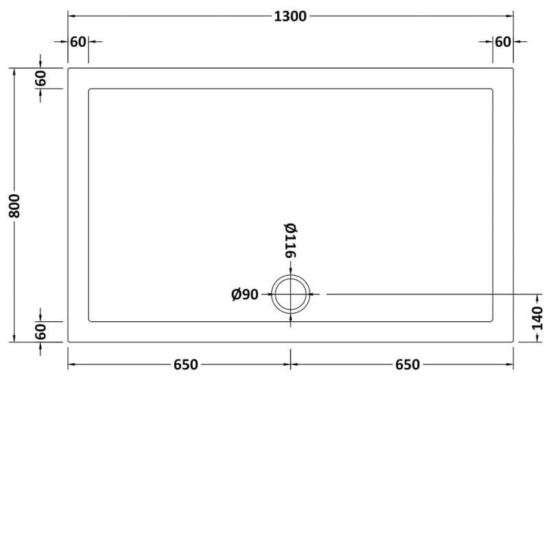 Rectangular Shower Tray 1300 x 800mm