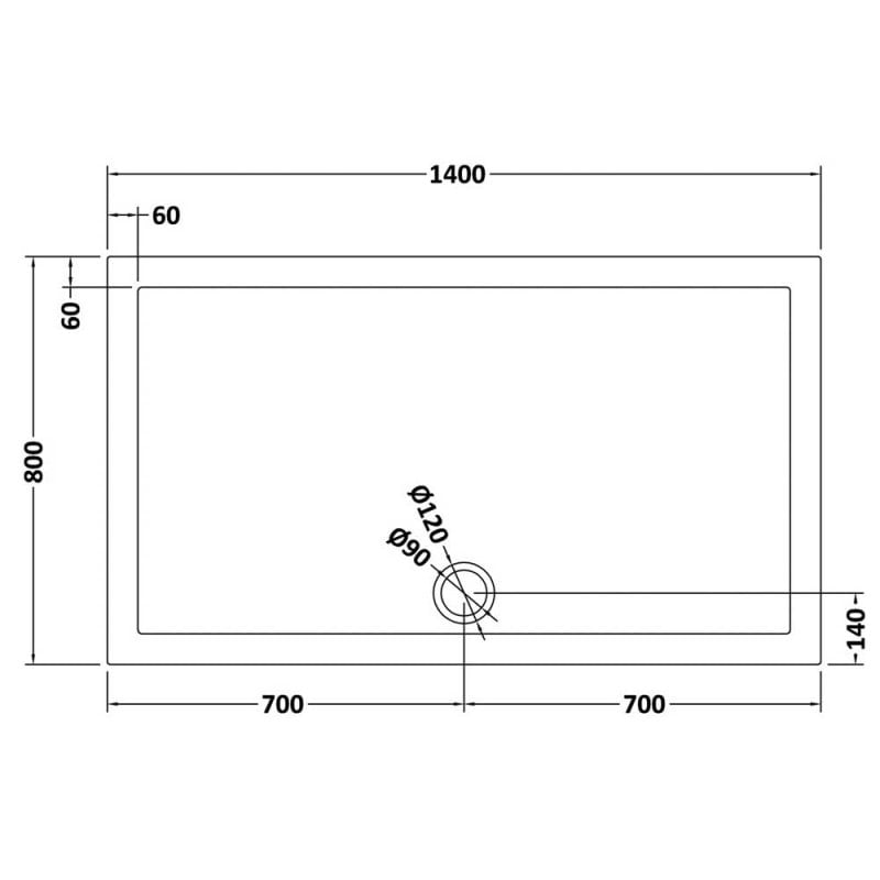 Rectangular Shower Tray 1400 x 800mm