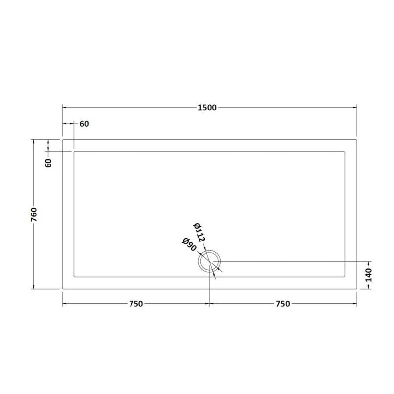 Rectangular Shower Tray 1500 x 760mm