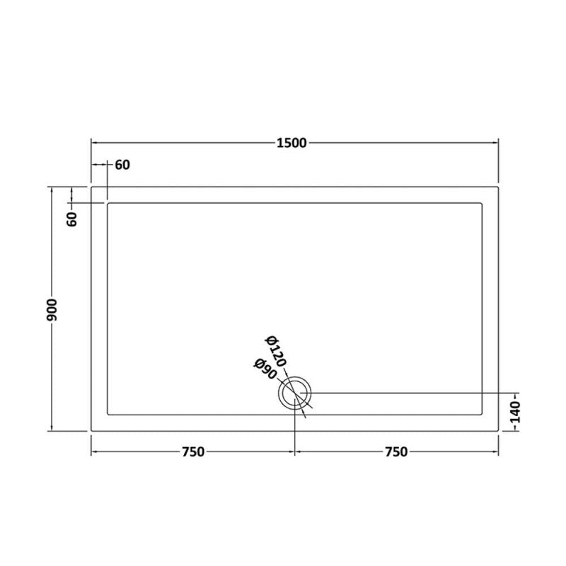 Rectangular Shower Tray 1500 x 900mm