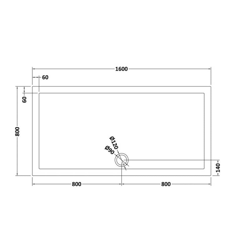 Rectangular Shower Tray 1600 x 760mm