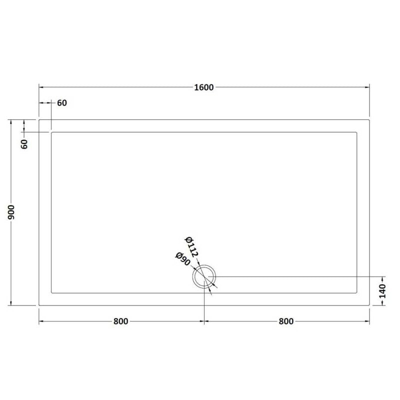 Rectangular Shower Tray 1600 x 900mm