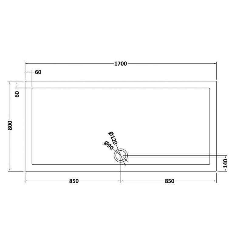 Rectangular Shower Tray 1700 x 800mm