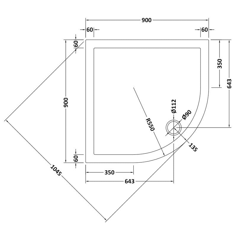 Quadrant Shower Tray 900 x 900mm